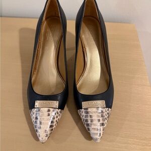Coach Black and Cream Snakeskin Heels